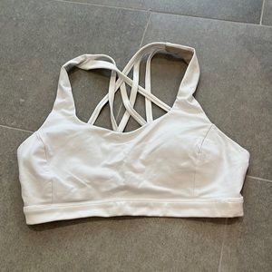 Lululemon sports bra, white with strappy back, size 6.